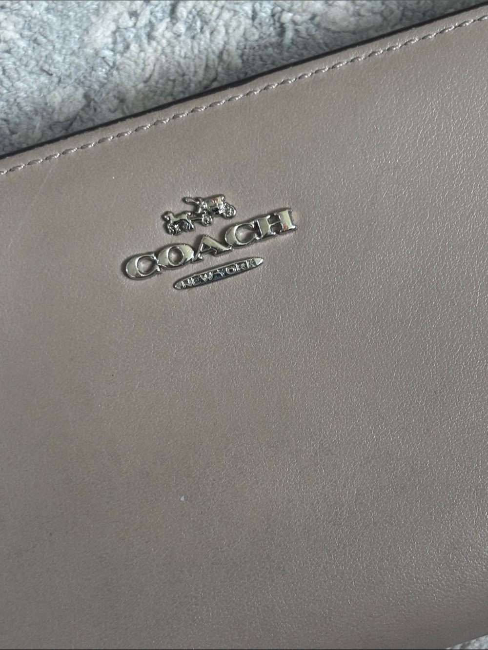 Coach Taupe Zip-Around Leather Wallet with Silver Logo lots of wear see pics. - Picture 2 of 9